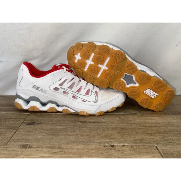 Nike Reax 8 TR Mesh Mens Training Shoes White Wolf Grey Red 621716-103 Size 11.5 - Picture 6 of 9